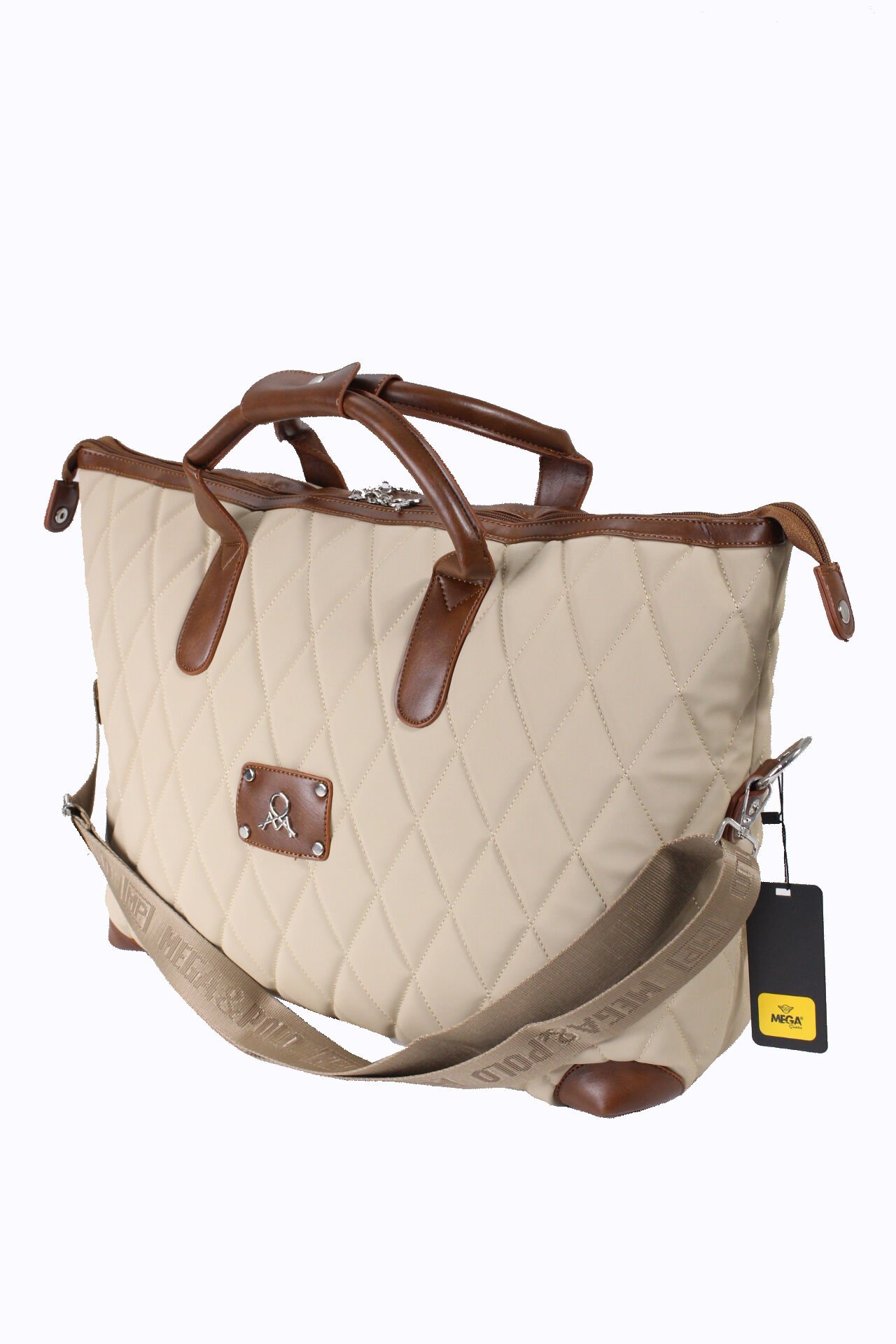 M 632 Mega Bag El, Omuz Çantası, Seyahat Çantası, Kapitone Kumaş Vizon-Taba