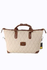 M 632 Mega Bag El, Omuz Çantası, Seyahat Çantası, Kapitone Kumaş Vizon-Taba