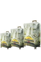 (My#146 NEWYORK TAXI) VALİZLER İÇİN KILIF SETİ (KABİN ORTA VE BÜYÜK)