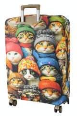 (My#147 Şapkalı Kedi) VALİZLER İÇİN KILIF SETİ (KABİN ORTA VE BÜYÜK)