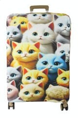 (My#148 Sevimli Kediler) VALİZLER İÇİN KILIF SETİ (KABİN ORTA VE BÜYÜK)