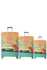 (My#155 Route 66) VALİZLER İÇİN KILIF SETİ (KABİN ORTA VE BÜYÜK)