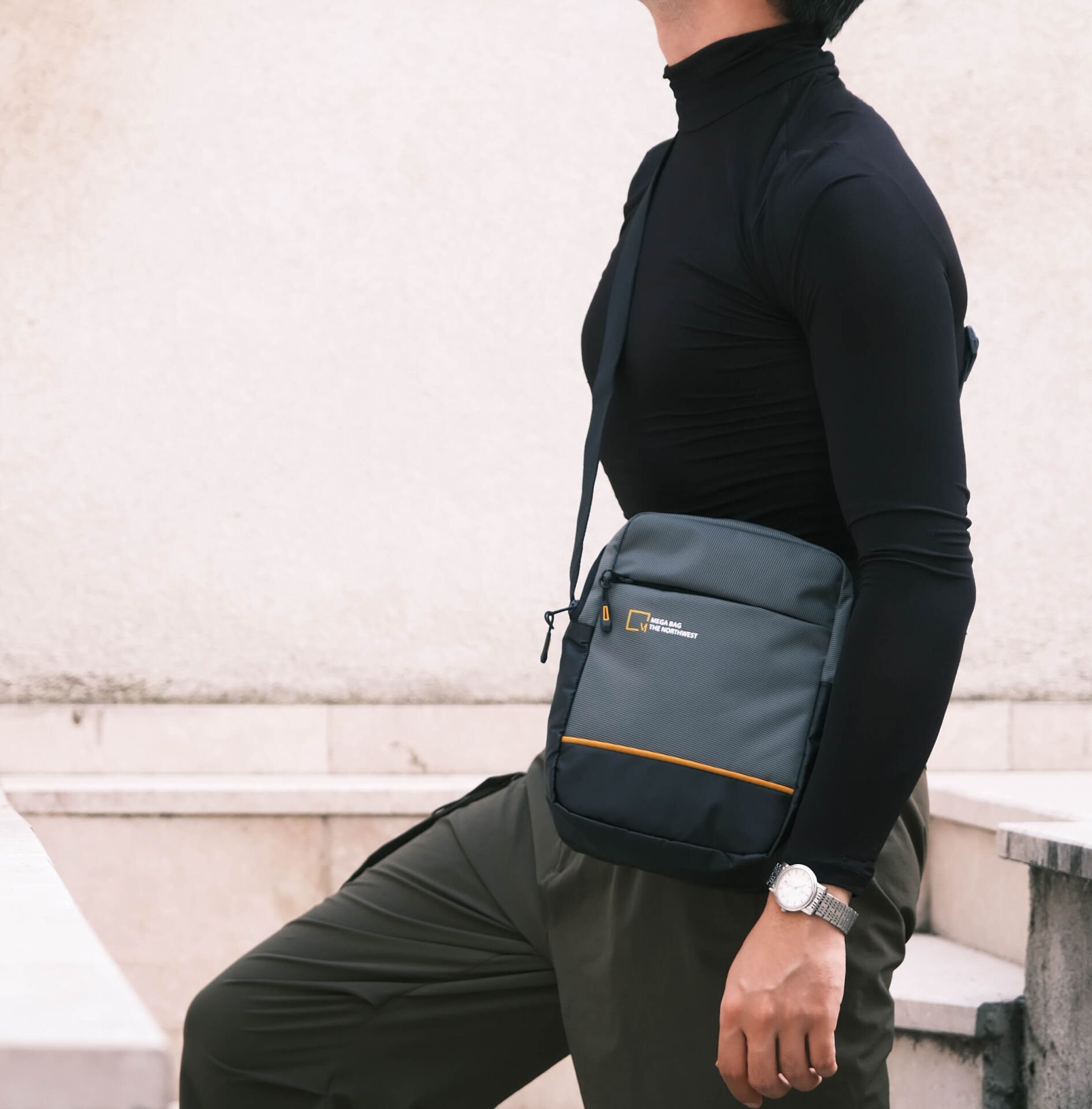 M 1020 Mega Bag Erkek Omuz Askılı Portföy Çanta, El Çantası Gri