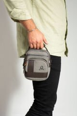 M 413 Mega Bag Erkek Omuz Askılı Portföy Çanta, El Çantası Gri-Kahve