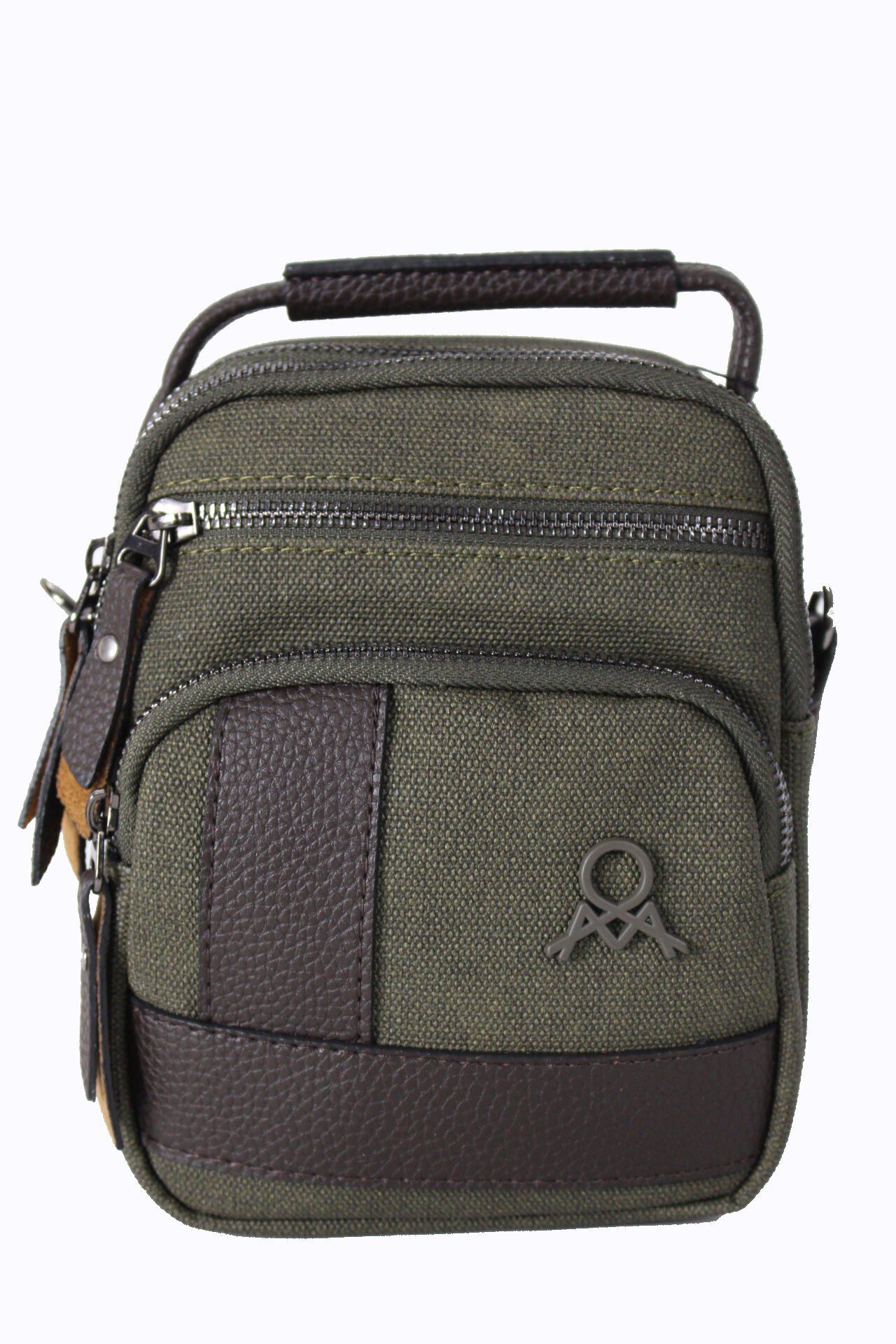 M 413 Mega Bag Erkek Omuz Askılı Portföy Çanta, El Çantası Yeşil-Kahve