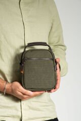 M 413 Mega Bag Erkek Omuz Askılı Portföy Çanta, El Çantası Yeşil-Kahve