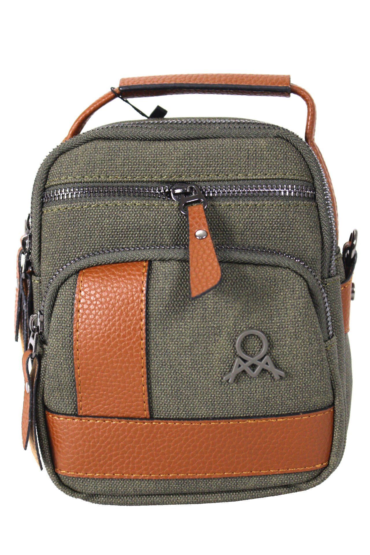 M 413 Mega Bag Erkek Omuz Askılı Portföy Çanta, El Çantası Yeşil-Taba