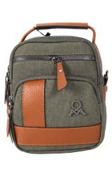 M 413 Mega Bag Erkek Omuz Askılı Portföy Çanta, El Çantası Yeşil-Taba