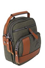 M 413 Mega Bag Erkek Omuz Askılı Portföy Çanta, El Çantası Yeşil-Taba