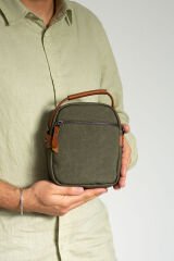 M 413 Mega Bag Erkek Omuz Askılı Portföy Çanta, El Çantası Yeşil-Taba