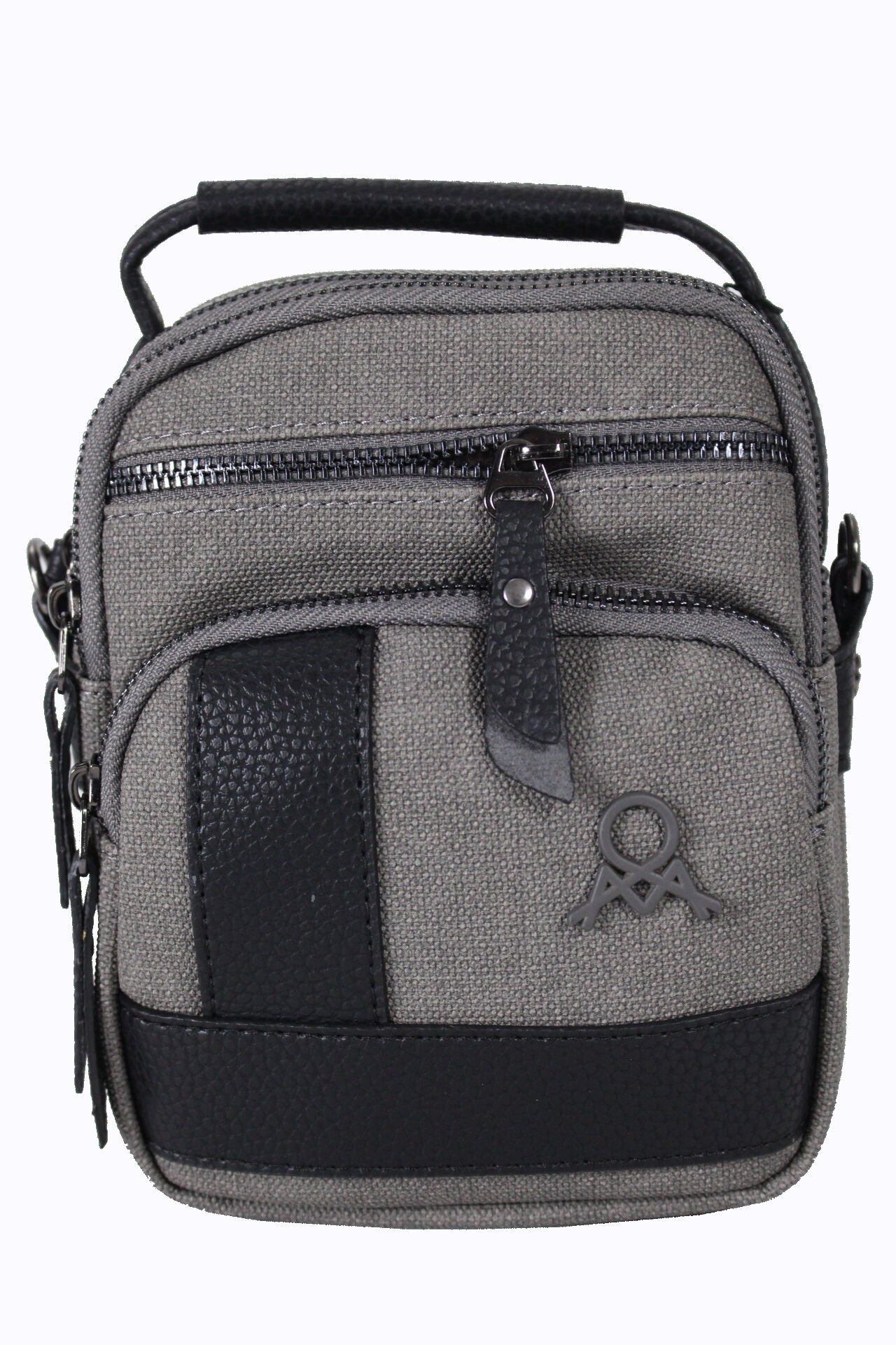 M 413 Mega Bag Erkek Omuz Askılı Portföy Çanta, El Çantası Gri-Siyah