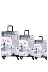 (My#14 Kedi) VALİZLER İÇİN KILIF SETİ (KABİN ORTA VE BÜYÜK)