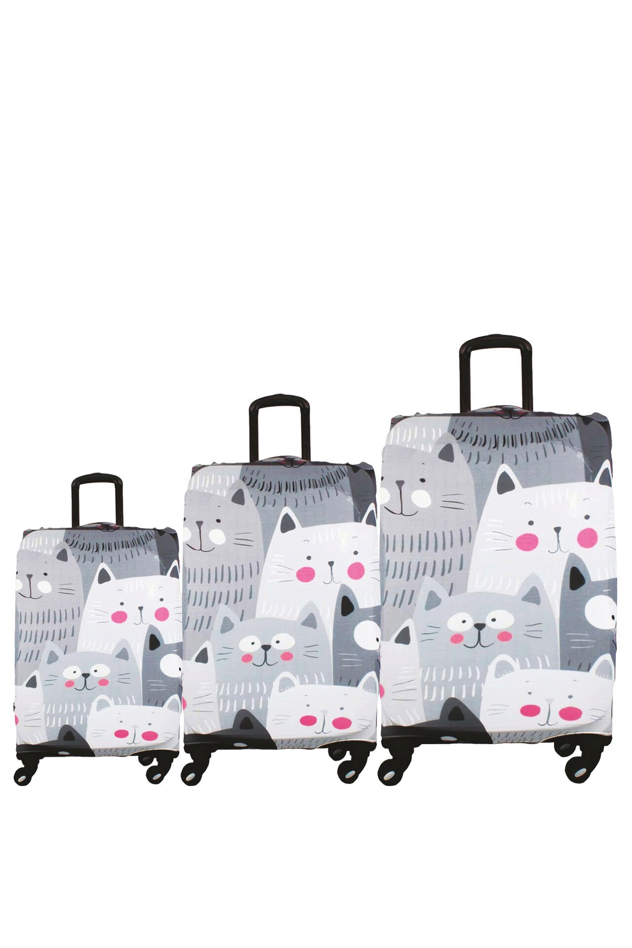 (My#14 Kedi) VALİZLER İÇİN KILIF SETİ (KABİN ORTA VE BÜYÜK)