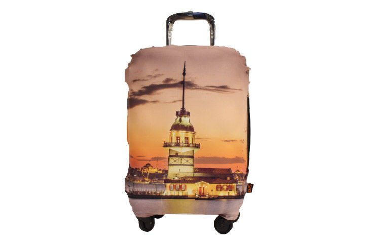 (My#34 Kız Kulesi) VALİZ İÇİN KILIF Turuncu - Orta Boy