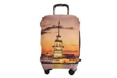 (My#34 Kız Kulesi) VALİZ İÇİN KILIF Turuncu - Kabin Boy