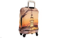 (My#34 Kız Kulesi) VALİZ İÇİN KILIF Turuncu - Kabin Boy