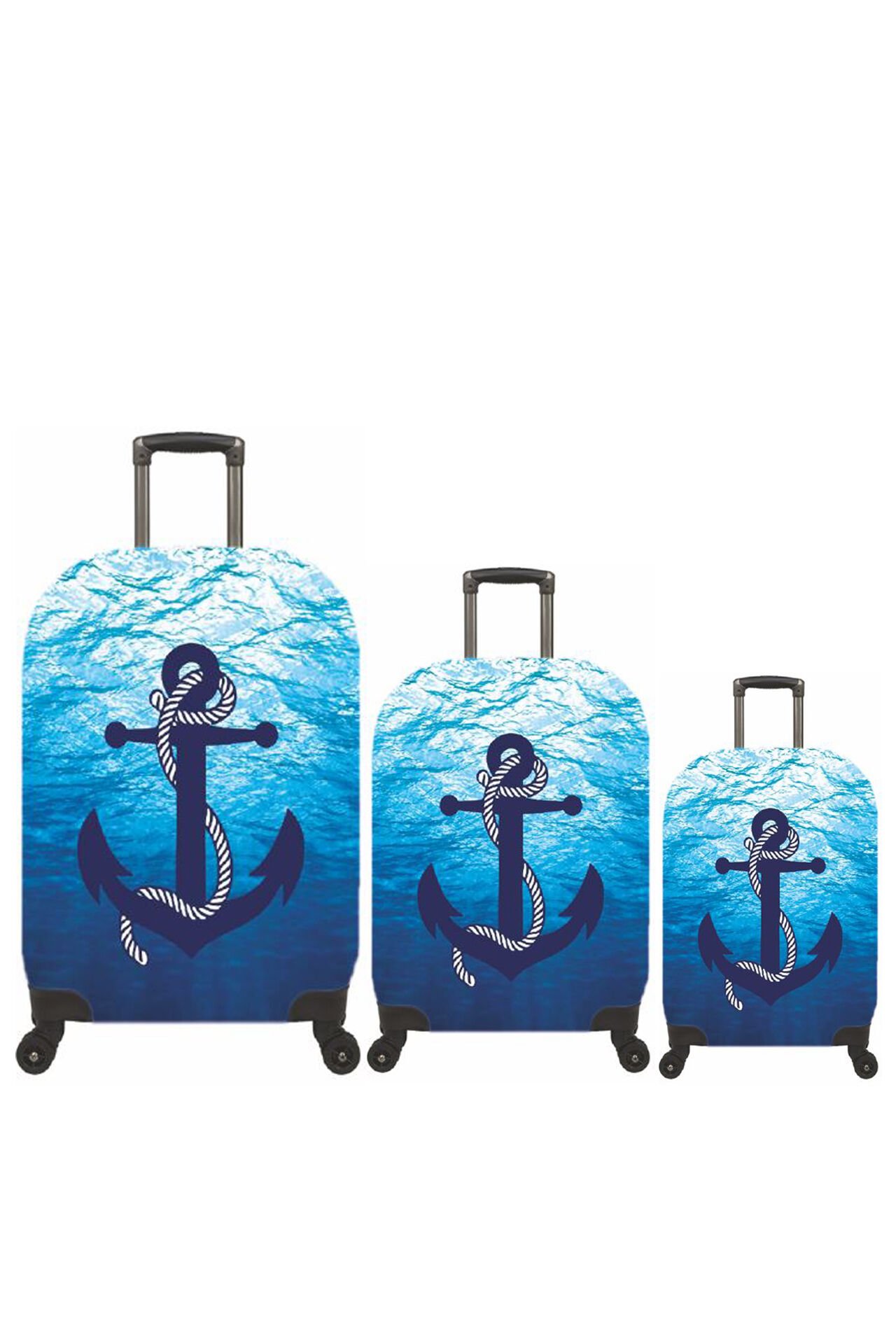 (My#65 Çapa 2) VALİZLER İÇİN KILIF SETİ (KABİN ORTA VE BÜYÜK)