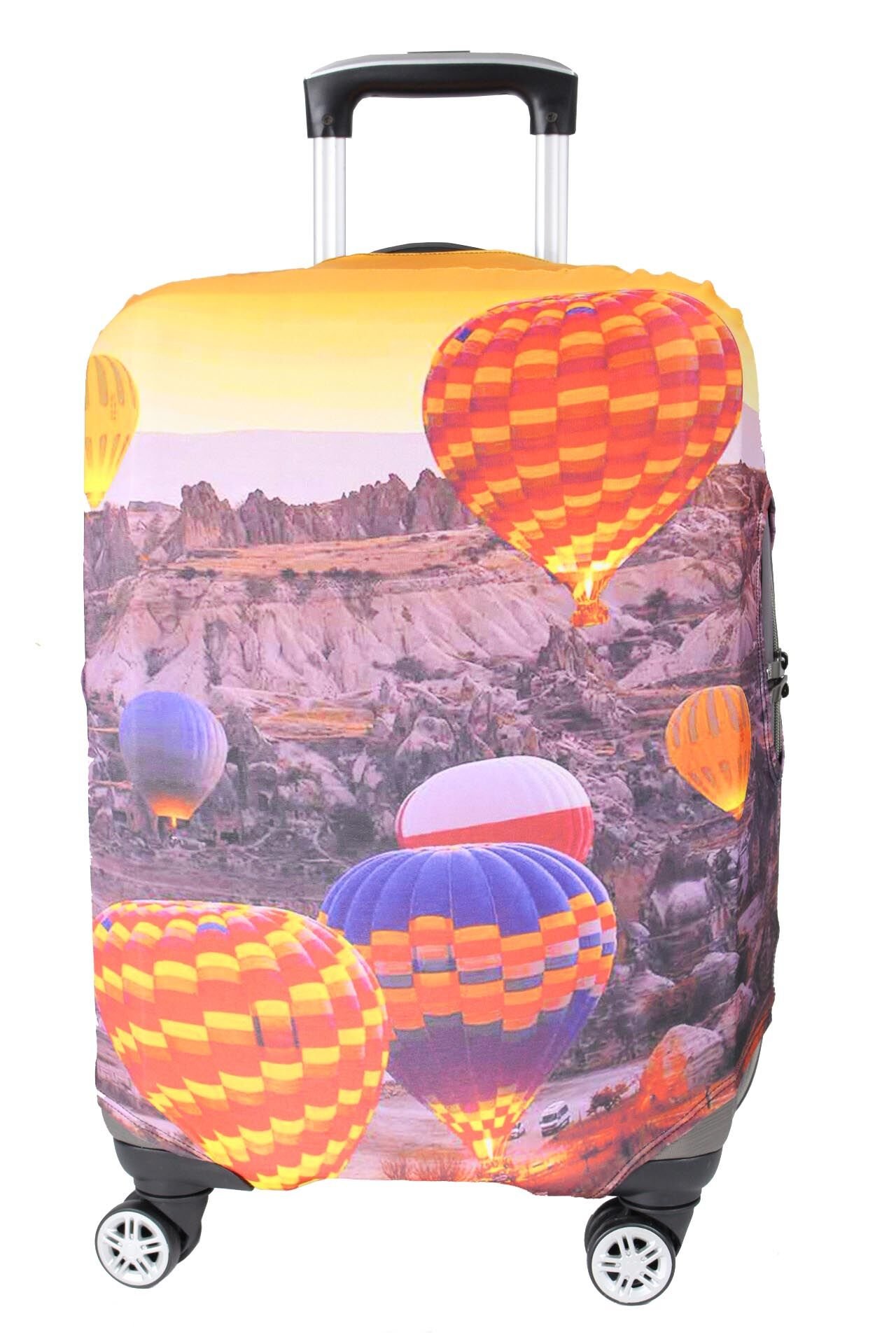 (My#73 Kapadokya 3) VALİZ İÇİN KILIF Turuncu - Orta Boy