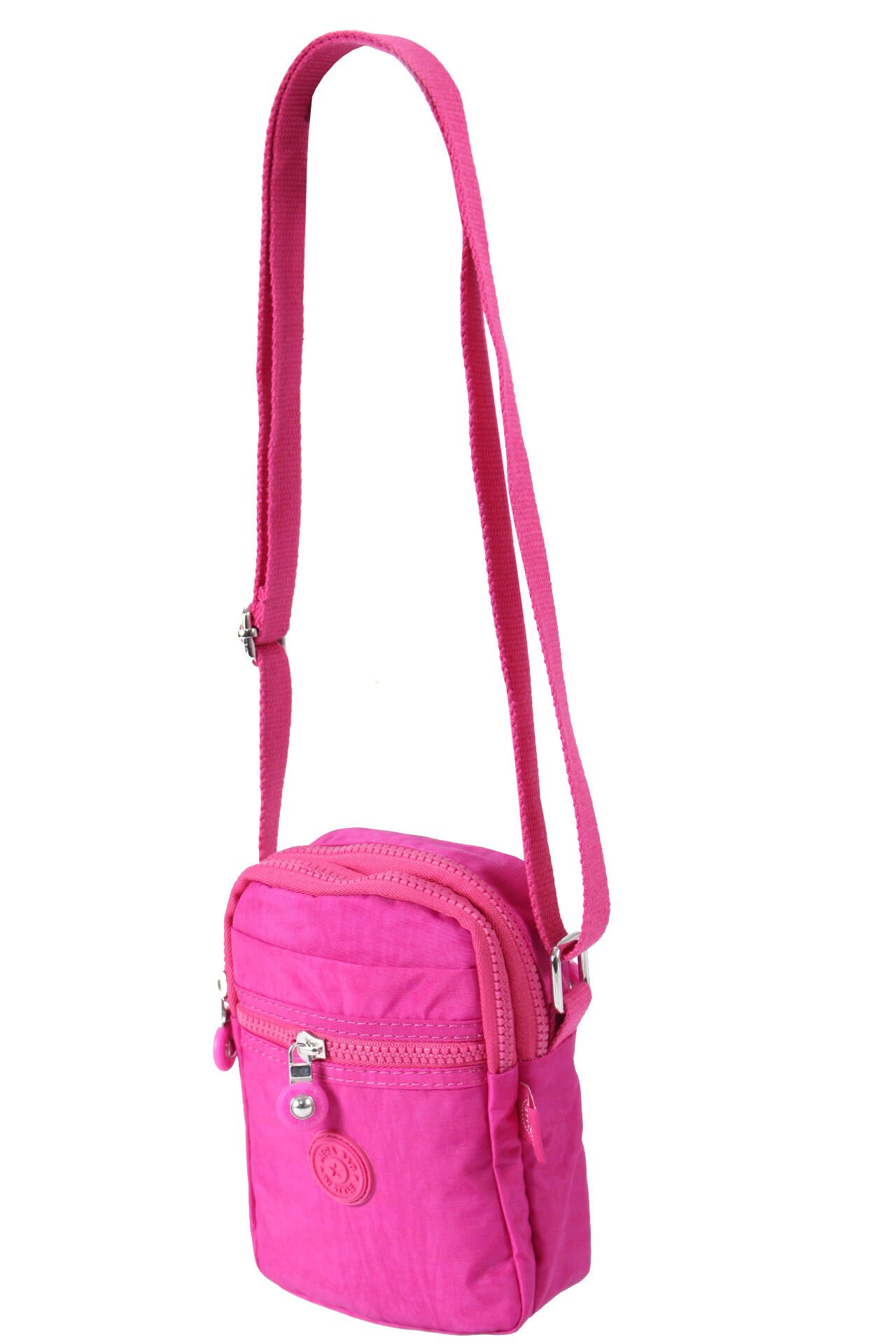 M 227 Mega Bag Krinkıl Kumaş Unisex Küçük Omuz Çantası, Telefonluk Pembe