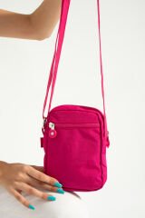 M 227 Mega Bag Krinkıl Kumaş Unisex Küçük Omuz Çantası, Telefonluk Pembe