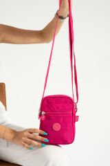 M 227 Mega Bag Krinkıl Kumaş Unisex Küçük Omuz Çantası, Telefonluk Pembe
