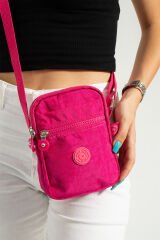 M 227 Mega Bag Krinkıl Kumaş Unisex Küçük Omuz Çantası, Telefonluk Pembe