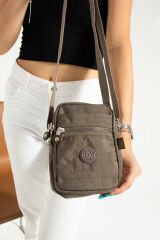 M 227 Mega Bag Krinkıl Kumaş Unisex Küçük Omuz Çantası, Telefonluk Vizon