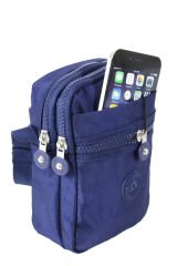 M 227 Mega Bag Krinkıl Kumaş Unisex Küçük Omuz Çantası, Telefonluk Lacivert