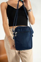 M 227 Mega Bag Krinkıl Kumaş Unisex Küçük Omuz Çantası, Telefonluk Lacivert