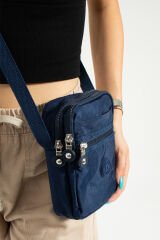 M 227 Mega Bag Krinkıl Kumaş Unisex Küçük Omuz Çantası, Telefonluk Lacivert
