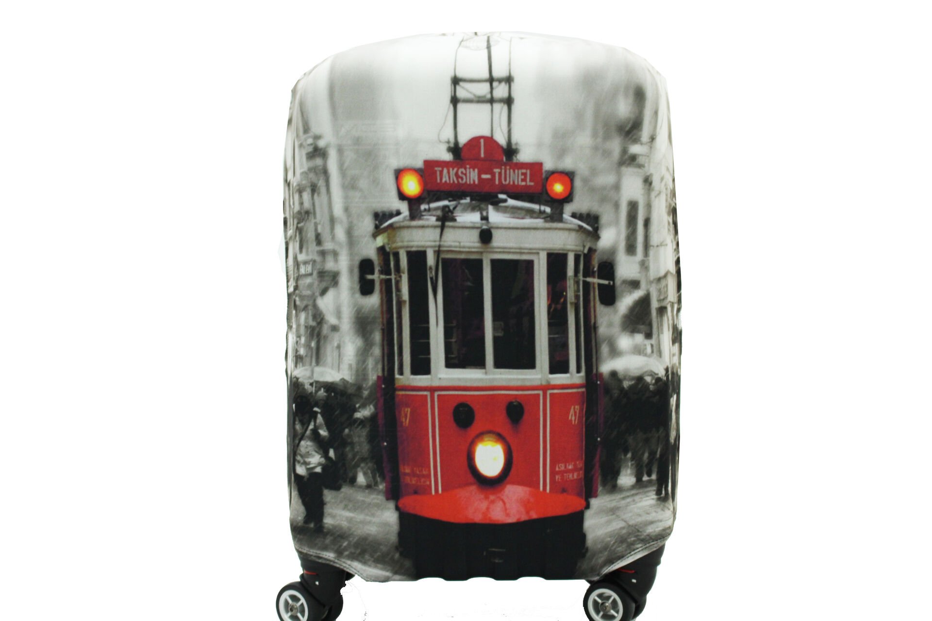 (My#54 Taksim 2) VALİZ İÇİN KILIF Gri - Orta Boy