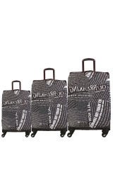 (My#04 Gazete) VALİZLER İÇİN KILIF SETİ (KABİN ORTA VE BÜYÜK)