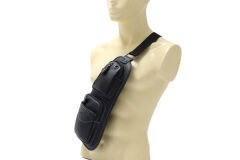 Adm Tr0014 Suni Deri, Tek Omuz Askılı Sırt - Göğüs Çantası - Body Bag Siyah