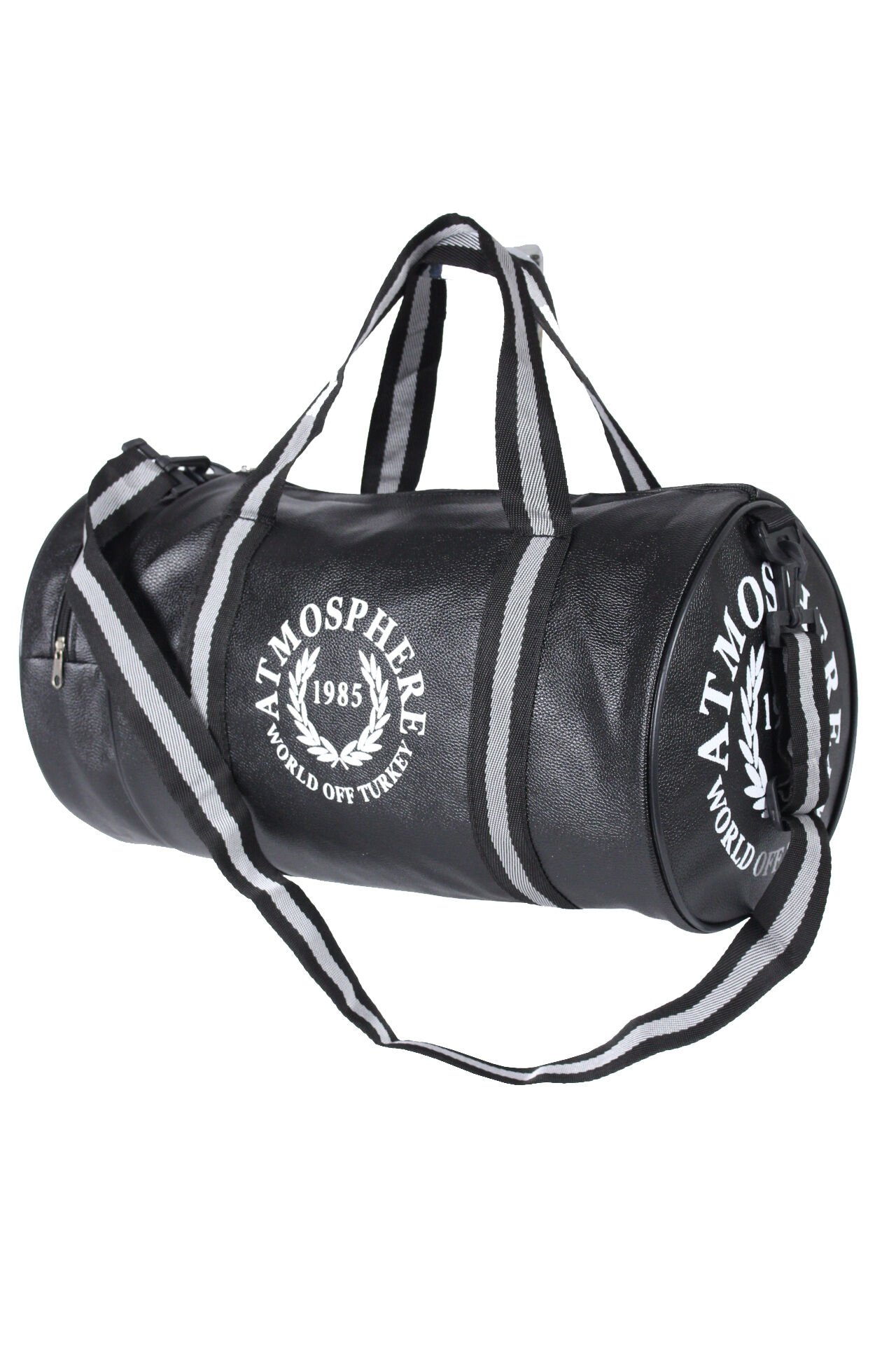 Atmospher Unisex Suni Deri Spor Çanta, Seyahat Çantası Siyah