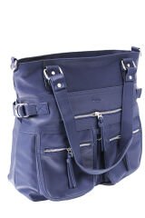 M 525 Mega Bag Saten Deri Kadın El, Kol, Omuz Çantası Lacivert
