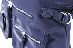 M 525 Mega Bag Saten Deri Kadın El, Kol, Omuz Çantası Lacivert