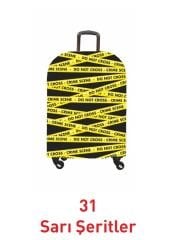 (My#31 Sarı Şeritler) VALİZLER İÇİN KILIF SETİ (KABİN ORTA VE BÜYÜK)