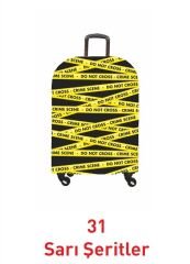 (My#31 Sarı Şeritler) VALİZLER İÇİN KILIF SETİ (KABİN ORTA VE BÜYÜK)