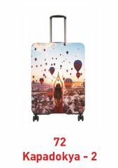 My 72 Kapadokya 2 VALİZ KILIFI / BAVUL KORUYUCU ÖRTÜSÜ Büyük, Orta, Kabin Boy Set