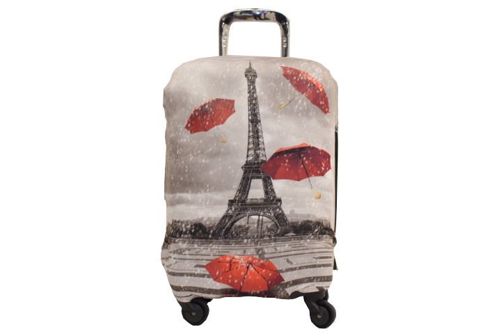 (My#07 Paris Şemsiye) VALİZ İÇİN KILIF Bej - Kabin Boy