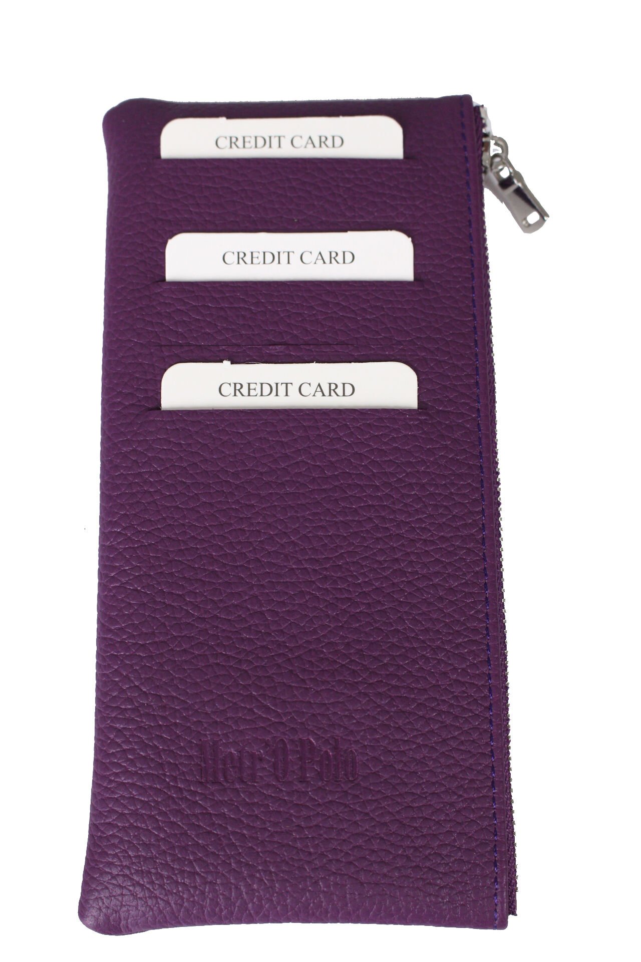 MPCUZ 102 Kadın Unisex, Hakiki Deri, Cüzdan Kartlık Mürdüm