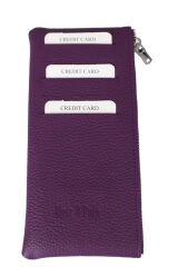 MPCUZ 102 Kadın Unisex, Hakiki Deri, Cüzdan Kartlık Mürdüm