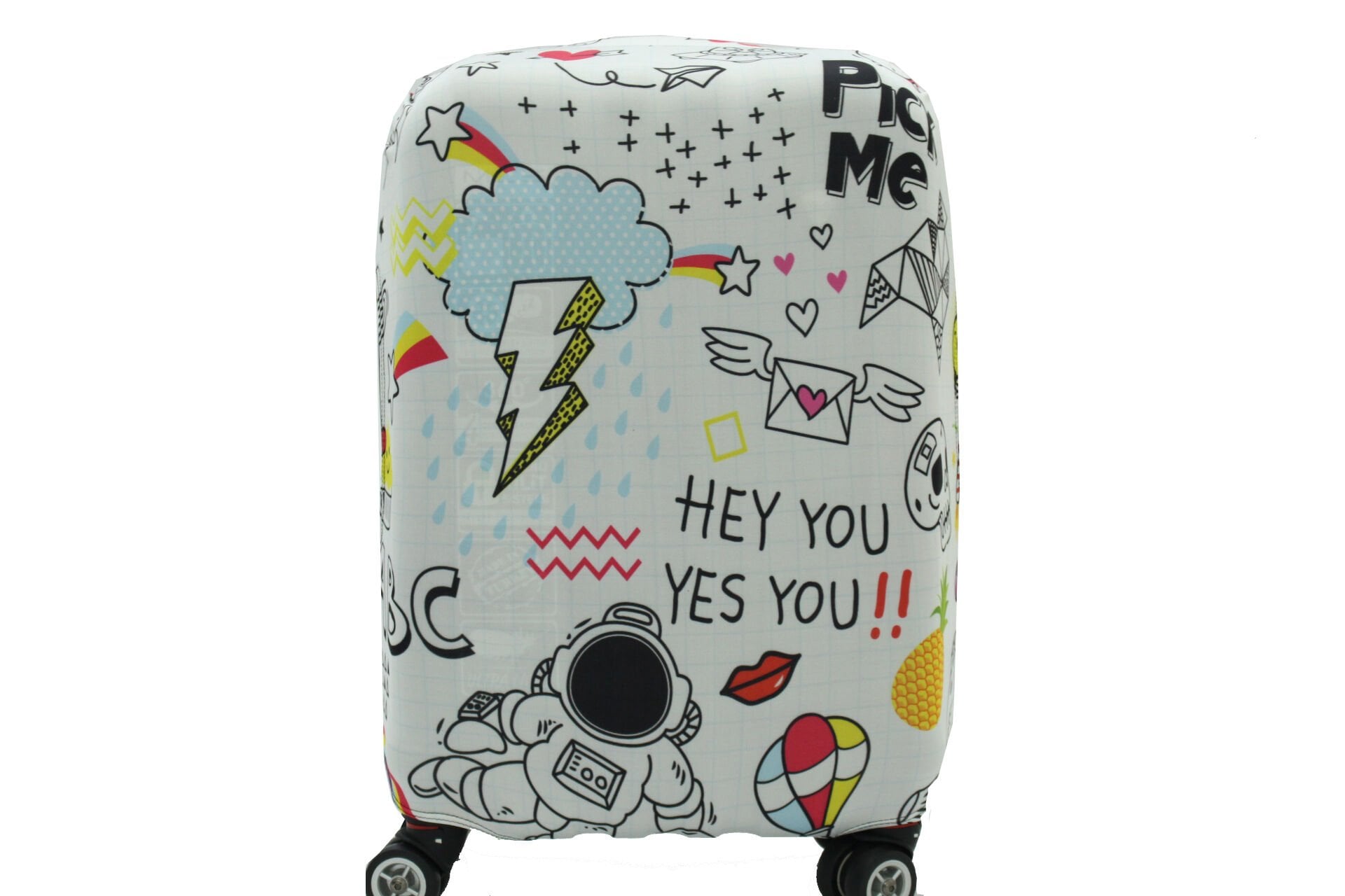 (My#36 Karıışık Objeler) VALİZ İÇİN KILIF Beyaz - Kabin Boy