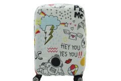 (My#36 Karıışık Objeler) VALİZ İÇİN KILIF Beyaz - Kabin Boy