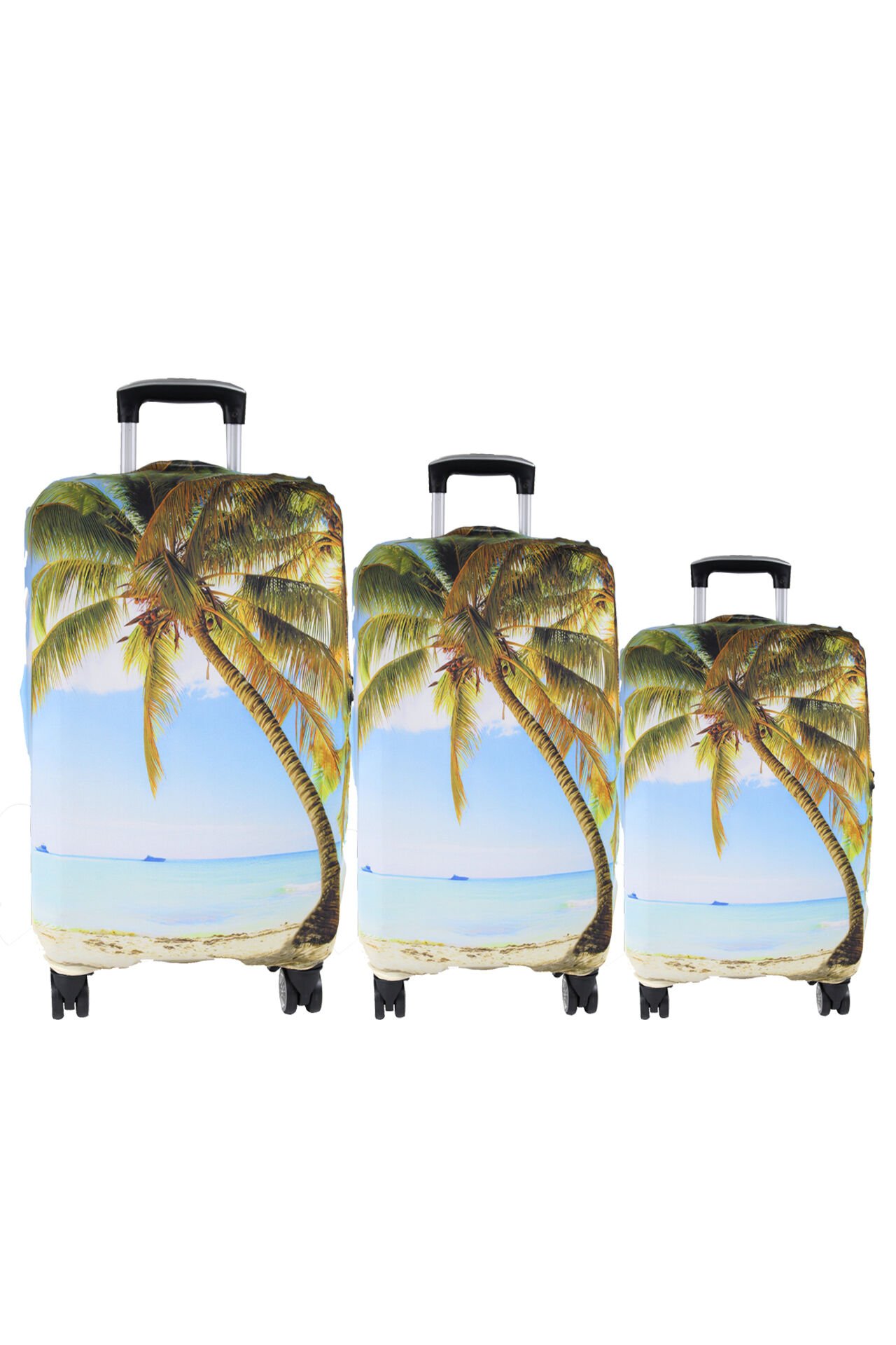 (My#93 Palmiye) VALİZLER İÇİN KILIF SETİ (KABİN ORTA VE BÜYÜK)