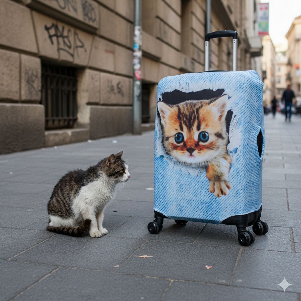 My Saraciye 53 Valiz Kılıfı, Bavul Kılıfı - Kedili Jean 53