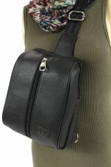 Lizy 1061 Suni Deri Unisex Body Bag, Omuz Çantası Kahve