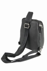 Lizy 1061 Suni Deri Unisex Body Bag, Omuz Çantası Siyah