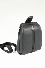 Lizy 1061 Suni Deri Unisex Body Bag, Omuz Çantası Siyah