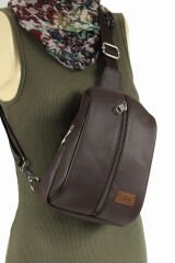 Lizy 1061 Suni Deri Unisex Body Bag, Omuz Çantası Kahve